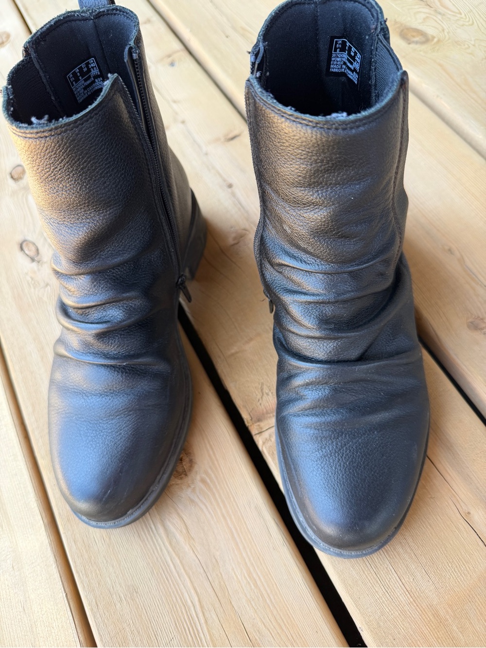 Clarks Black Leather Ankle Booties with Side Zip